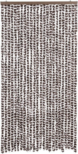 vidaXL Fabric Door Curtain Brown-White 100x220cm 325453