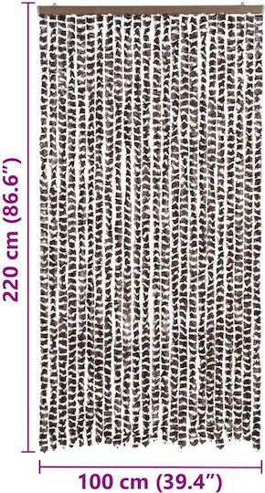 vidaXL Fabric Door Curtain Brown-White 100x220cm 325453