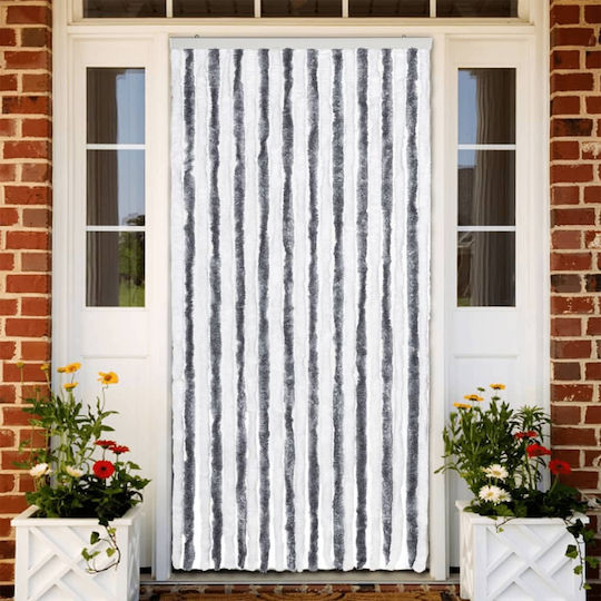 vidaXL Fabric Door Curtain Grey-White 90x220cm 241224