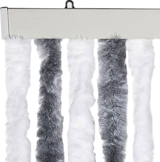 vidaXL Fabric Door Curtain Grey-White 90x220cm 241224
