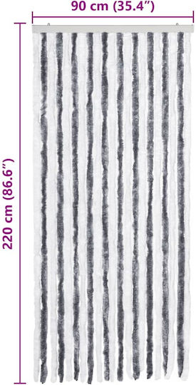 vidaXL Fabric Door Curtain Grey-White 90x220cm 241224