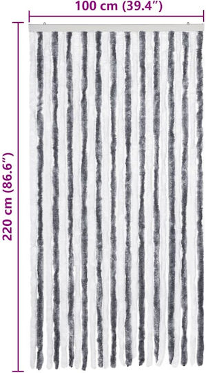 vidaXL Fabric Door Curtain Grey-White 100x220cm 241225