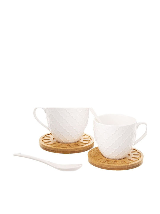 Orion Set Căni Maro Din porțelan Albe 250ml 2buc