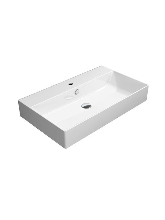 GSI Kube-X Επικαθήμενος Νιπτήρας Πορσελάνης 80x47x16cm Λευκός