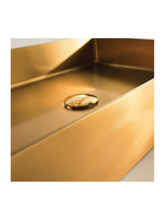 Voss Aldo PVD Επικαθήμενος Νιπτήρας Inox 55x38x10cm Gold Brushed