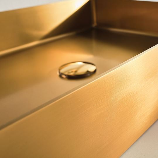 Voss Aldo PVD Επικαθήμενος Νιπτήρας Inox 55x38x10cm Gold Brushed