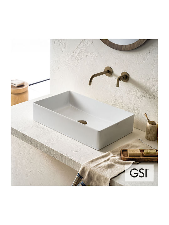 GSI Kube-X Επικαθήμενος Νιπτήρας Πορσελάνης 50x37x13cm Λευκός