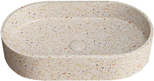 Karag Linus Επικαθήμενος Νιπτήρας Πέτρινος 60x35x12cm Fruitcake Karag Linus Επικαθήμενος Νιπτήρας Πέτρινος 60x35x12cm Fruitcake