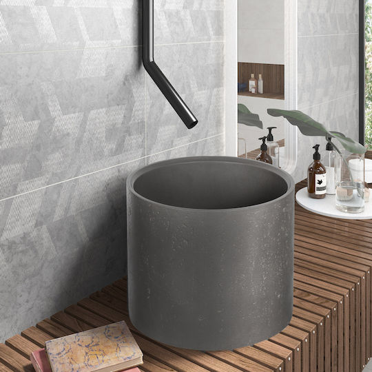 Karag Cleon Επικαθήμενος Νιπτήρας Πέτρινος 39x39x30cm Cement Cleon Cs-0058-d5 Karag Cleon Επικαθήμενος Νιπτήρας Πέτρινος 39x39x30cm Cement Cleon Cs-0058-d5