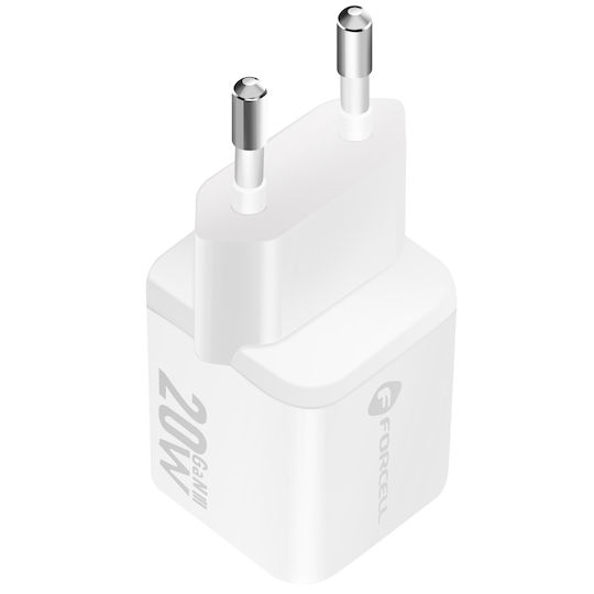 Forcell Charger Without Cable GaN with USB-A Port and USB-C Port 20W Power Delivery / Quick Charge 4.0 Whites (F-Energy Mini VT-35A)