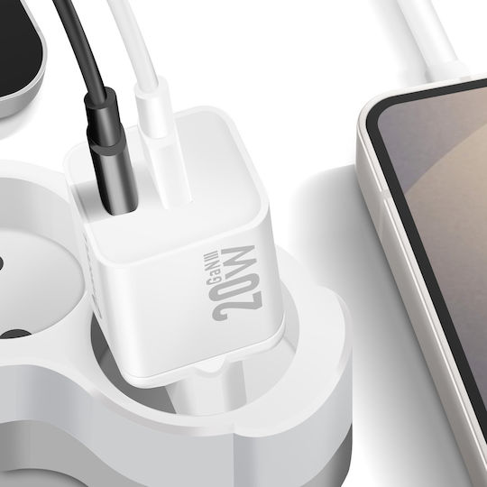 Forcell Charger Without Cable GaN with USB-A Port and USB-C Port 20W Power Delivery / Quick Charge 4.0 Whites (F-Energy Mini VT-35A)