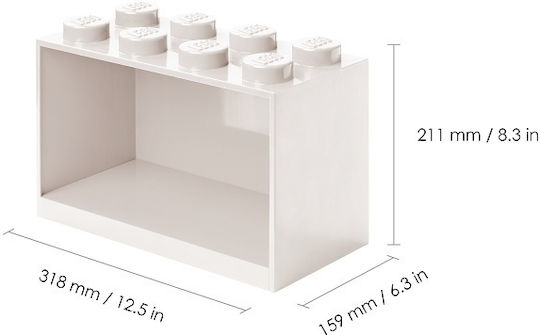 Kids' Box Shelf Mural 8 Studs White 32x16x21εκ.