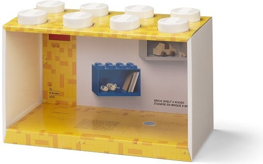 Kids' Box Shelf Mural 8 Studs White 32x16x21εκ.