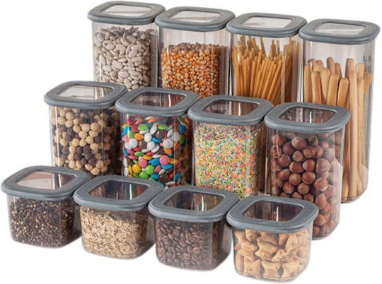 Hermia Set of 12 General Use Vases with Airtight Lid Plastic Transparent 10x10cm 12 Pieces