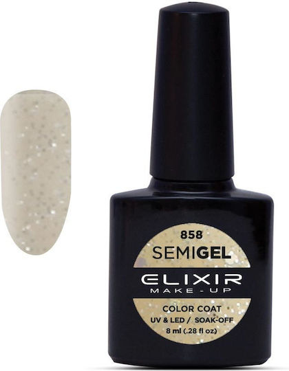 Elixir Semi Gel Ημιμόνιμο Βερνίκι Νυχιών 858 Multi Silver με Glitter 8ml