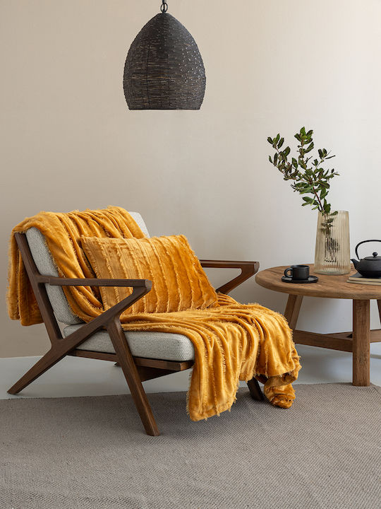 Palamaiki Gwen Velvet Blanket for Sofa 130x180cm Gold