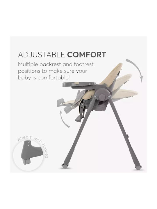 Kikka Boo Pastello 2 Foldable Baby Highchair with Adjustable Height Beige