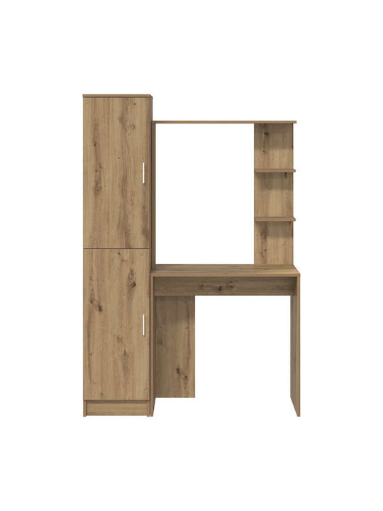 Kids Desk with Library made of Melamine Brown 78.5x37x154.5cm