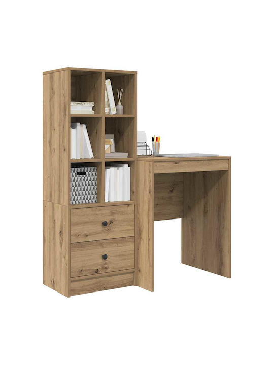 Kids Desk with Library made of Melamine Brown 60x50x76cm
