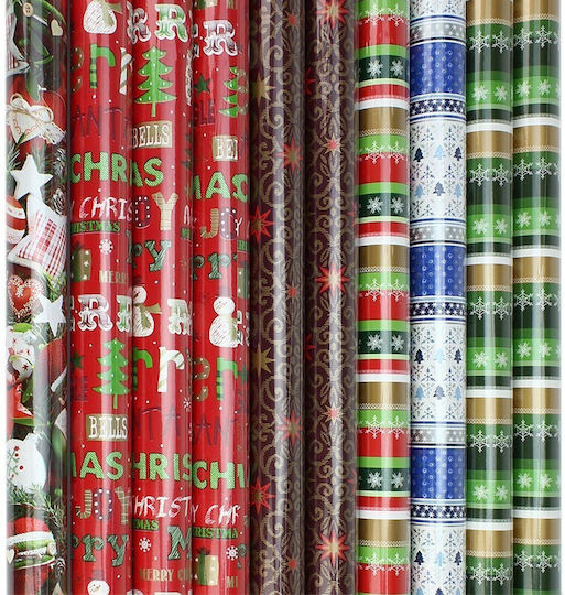 Hârtie Decorativă de Împachetat Cadouri de Crăciun 200 cm 10 Bucăți (Desene și Modele Diverse)