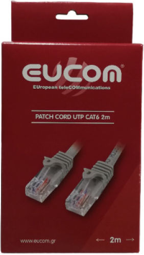 Eucom U/UTP Cat.6 Ethernet Network Cable 2m Gray