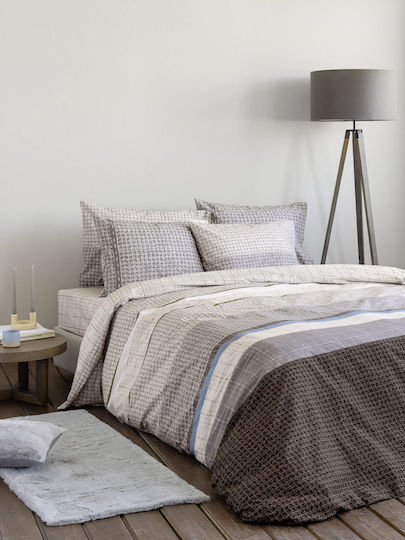 Nima Duvet Cover Set Cotton Single with Pillowcase 160x240 Sharp Gray
