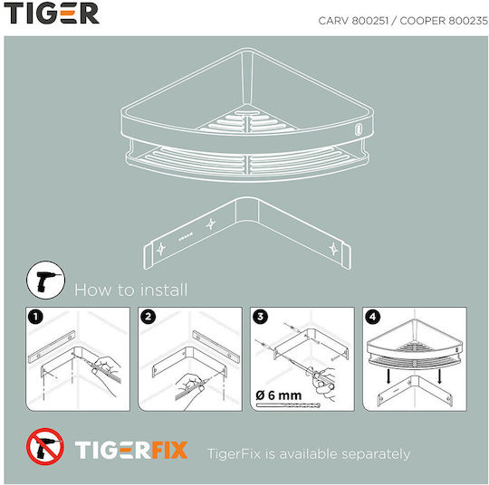 TIGER Corner Wall Mounted Bathroom Shelf Plastic Black
