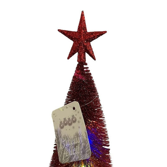cu lumină LED Decorațiune de Crăciun Lemn Braduleț 32cm. Baterie Roșu