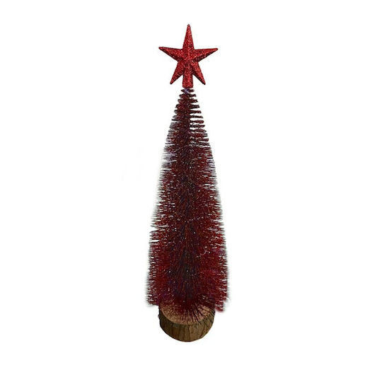 cu lumină LED Decorațiune de Crăciun Lemn Braduleț 32cm. Baterie Roșu