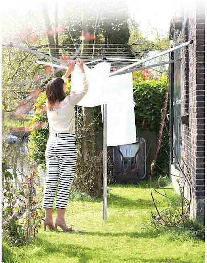 Brabantia Topspinner Folding Floor Clothes Drying Rack for Garden Metallic with Hanging Length 50m