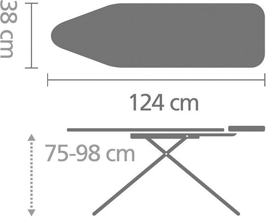 Brabantia Morning Breeze Foldable Ironing Board for Steam Iron 124x38x98cm