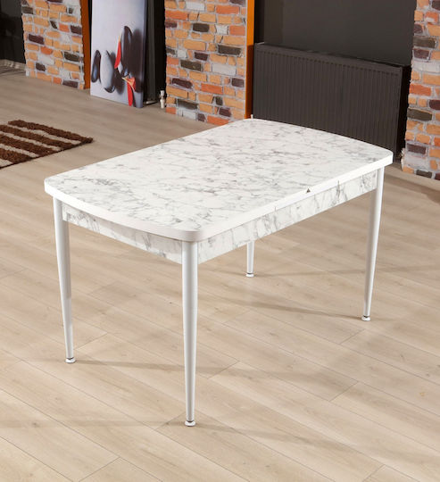 Trend Dining Room Extendable Marble Effect White 132+38x76.5x79cm Trend Dining Room Extendable Marble Effect White 132+38x76.5x79cm