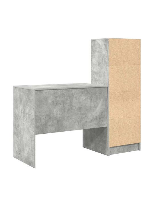 Kids Desk with Library made of Melamine Gray 90x50x76cm