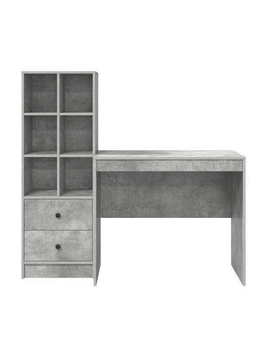Kids Desk with Library made of Melamine Gray 90x50x76cm