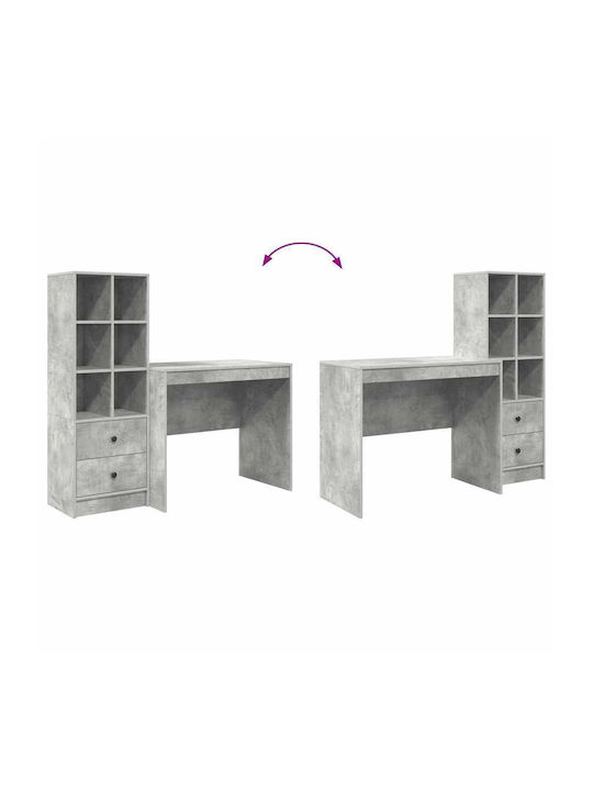 Kids Desk with Library made of Melamine Gray 90x50x76cm