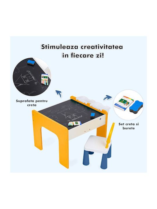 Set Masă cu Scaune pentru Copii pentru Desen Galben