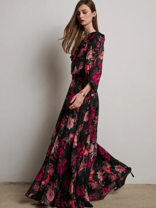 Hoch tailliert Maxi Rock Blumen Mehrfarbig