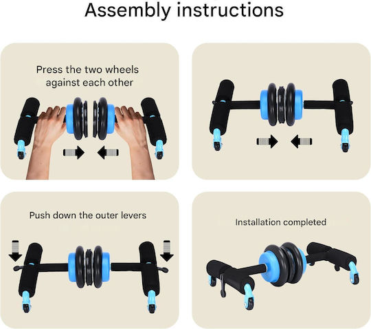 Powrx Double Multifunctional Ab Wheel Abs Push-ups Stainless Steel Blue