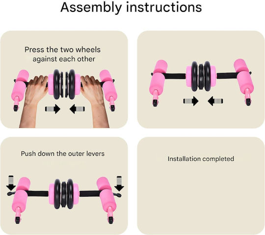 Powrx Roată Abdominală Multifuncțională Duală Pentru Antrenamentul Abdomenului Push-up Din Oțel Inoxidabil Roz
