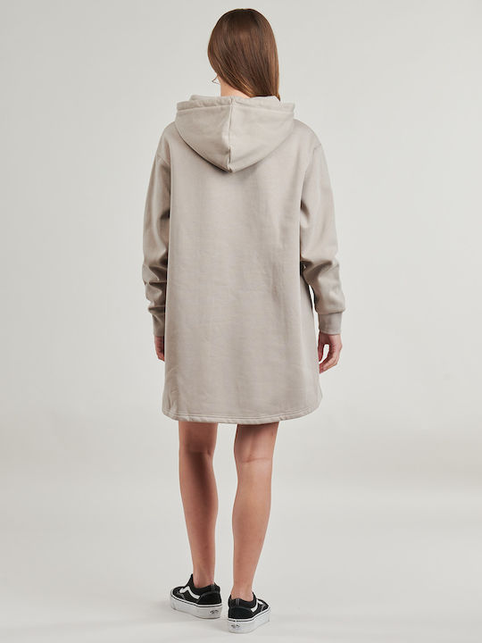 Mini Athletic Dress with Hood Beige