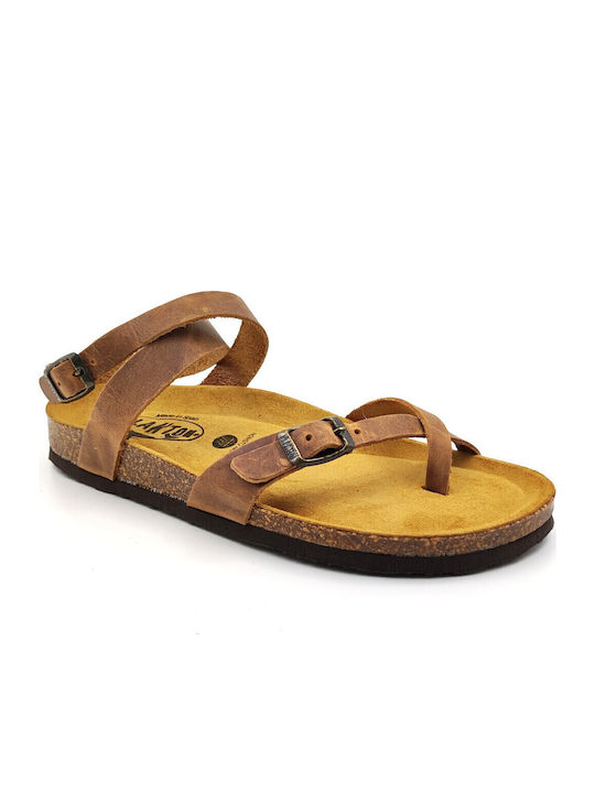 Leather Women's Flat Sandals with Strap Castagna