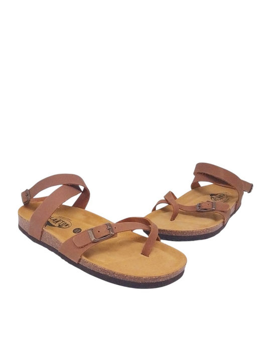 Leather Women's Flat Sandals with Strap Castagna