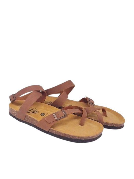 Leather Women's Flat Sandals with Strap Castagna