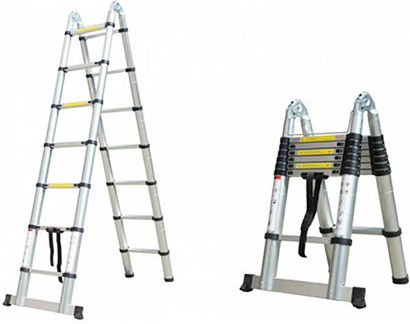 Teleskopische Leiter Aluminium 14 Stufen mit maximaler Höhe 4.4m Stufen