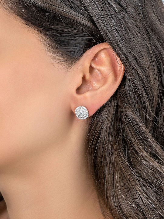 Kiriakos Gofas Silver Earrings with Moissanite
