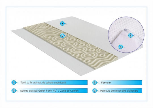 Mattress Topper Argentum Therapy Semi-Double Foam with Removable Cover 120x200x5cm
