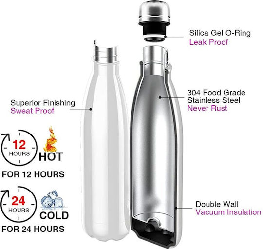 Koupakoupa Labubu Stitch Recyclable Bottle Thermos Stainless Steel BPA Free 500ml White