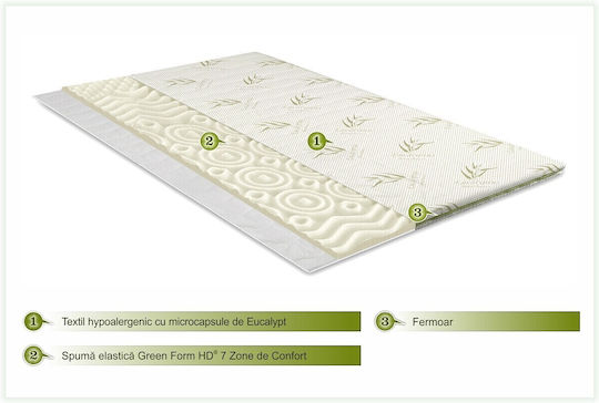 Green Future Топ Матрак Eucalyptus Comfort Еднолицев Пяна с Махащо Се Калъф 90x200x5см