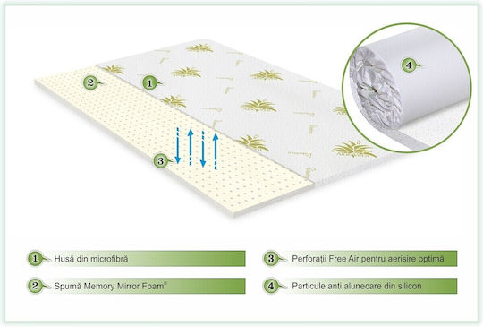 Ανώστρωμα Free Air King Size Memory Foam Eμποτισμένο με Αλόη 180x190x3εκ.