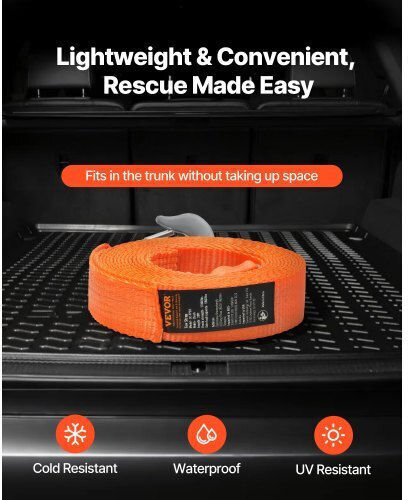 Vevor Car Towing Rope with Towing Capacity up to 7.7 Tons in Orange Colour